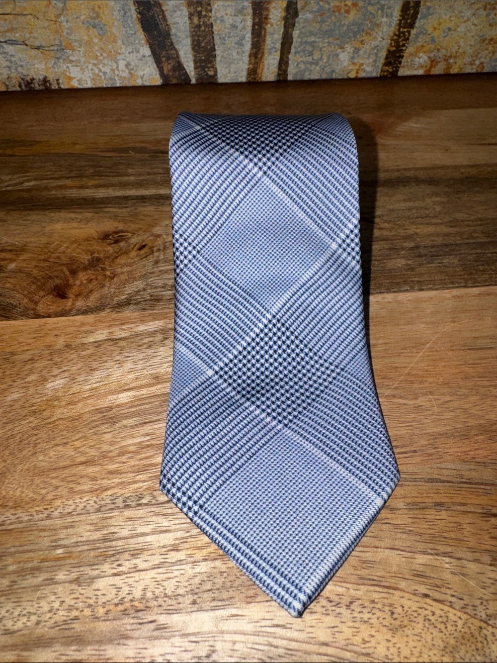 Lauren Ralph Lauren Blue/Grey Glen Plaid Prince of Wales  Men's Tie 60”